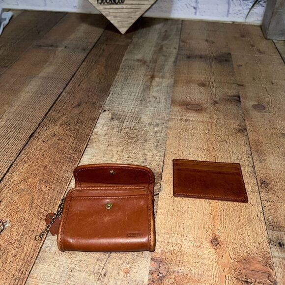 Vintage Coach Multifunction Wallet #7219 British Tan 1990's and card holder - Picture 10 of 13